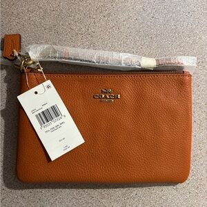 Coach Burnt Orange Leather Pouch